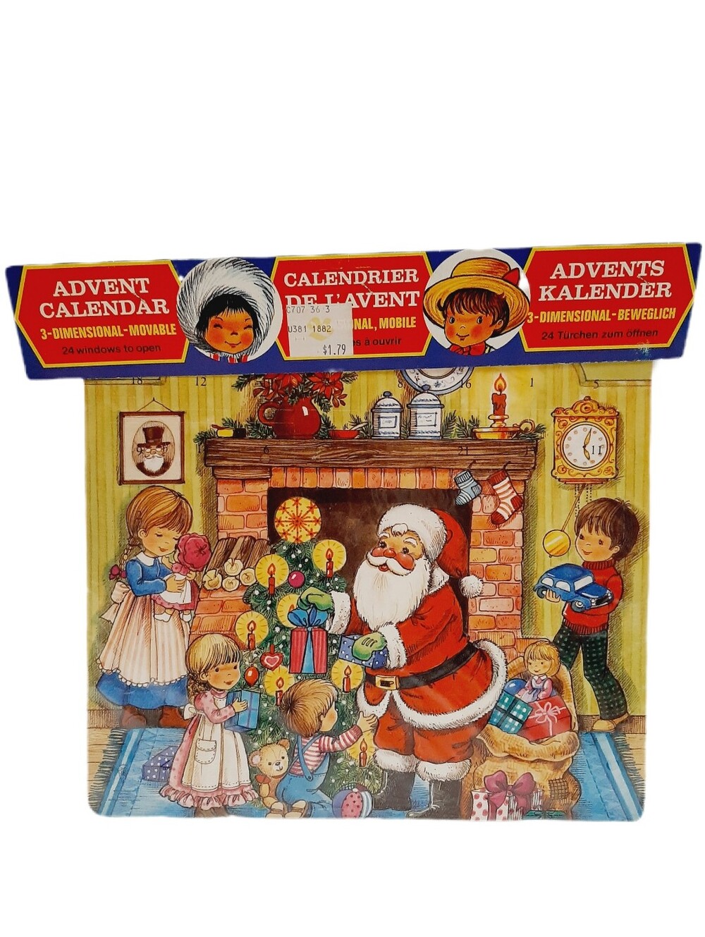 🍒 Vintage Denmark Georg Moldow 3D Movable Christmas Advent Calendar Santa Claus